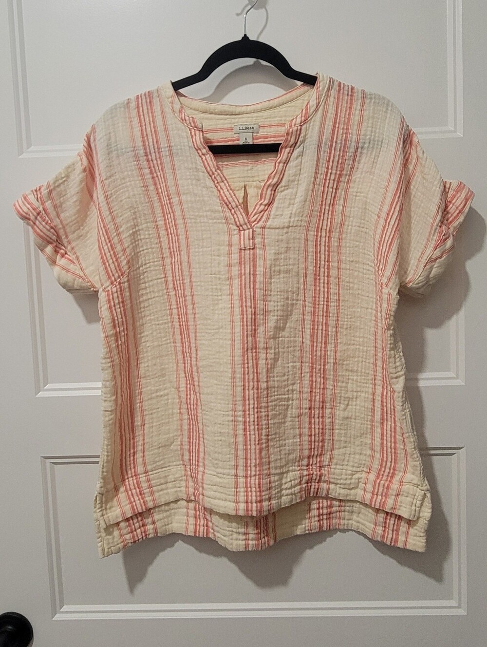 L.L. Bean Linen Popover Top M
